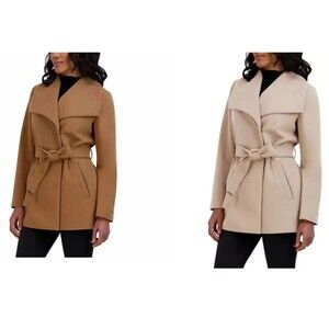Tahari Women's Water-Resistant Tie Belt Trench Wrap Coat Jacket